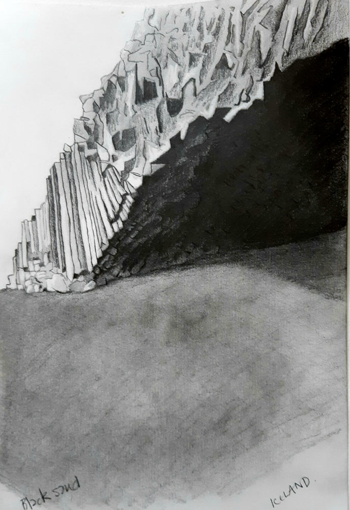 Image of drawing called Black beach - Iceland